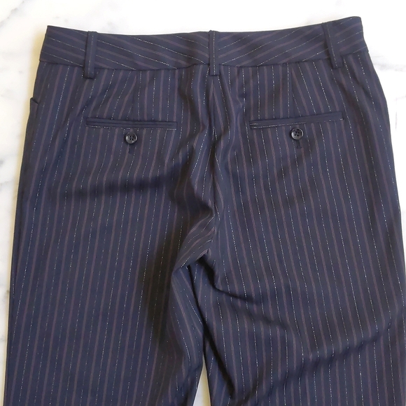 NWOT. Express Design Studio Editor Dress Pant w/brown stripe and sparkling gold. - Picture 6 of 8